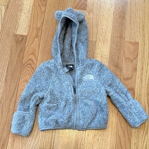 North Face Cozy Gray Fleece Zip Up 3-6 months